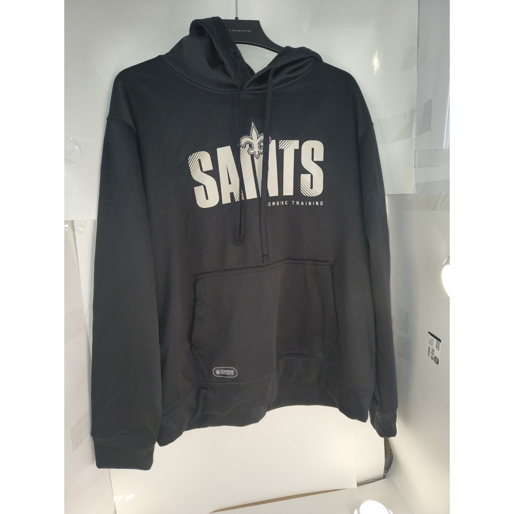 NFL New Orleans Saints Hoodie Mens Large Black Combine Authentic Pullover Sweats